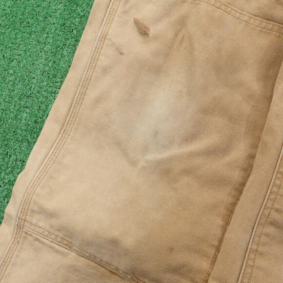 Carhartt Bib Overalls Mens 38x30 Brown Duck Double Knee Workwear Canvas R01 BRN - Picture 8 of 16